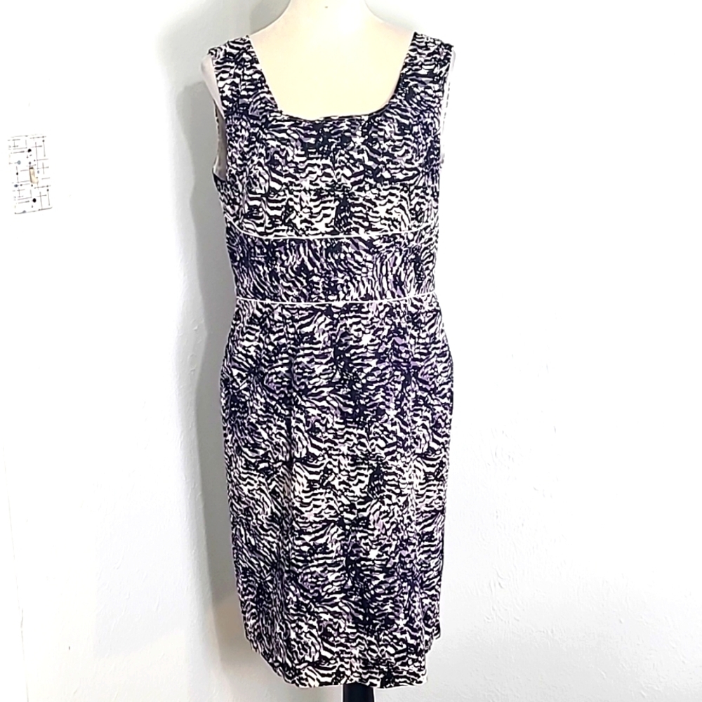 Alex Marie Black & Tan, Black & Purple Animal Print Sleeveless Dress, Size 14